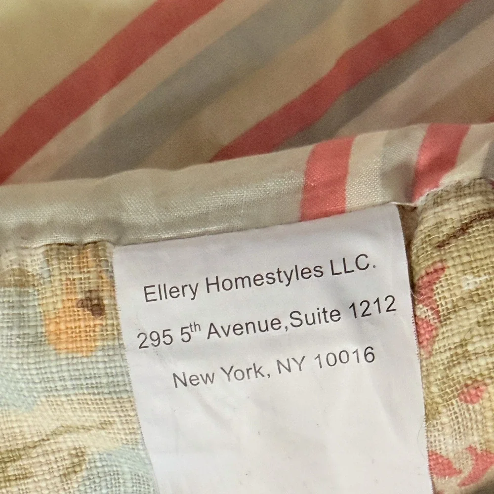 Waverly Linen Blend Reversible Comforter Floral Striped Full/Queen Sage Tones
